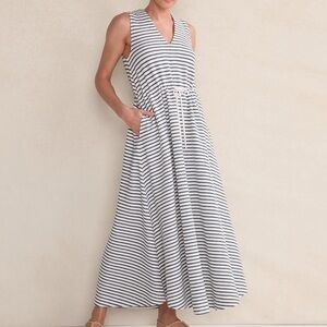 Haven Well Within Sz S Sleeveless Cotton Blend Textured Stripe Midi Dress NWOT